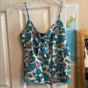 Spaghetti-Strap Cami in Teal, Pink & White